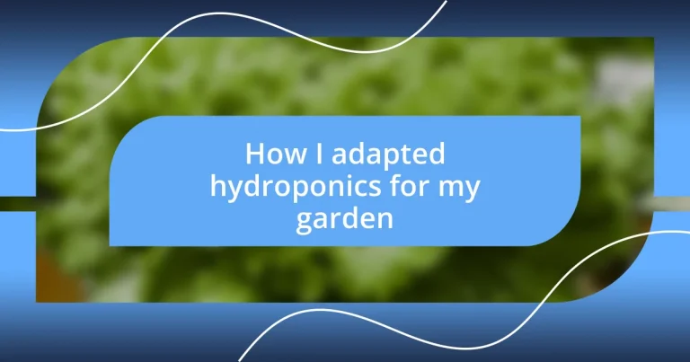 How I adapted hydroponics for my garden