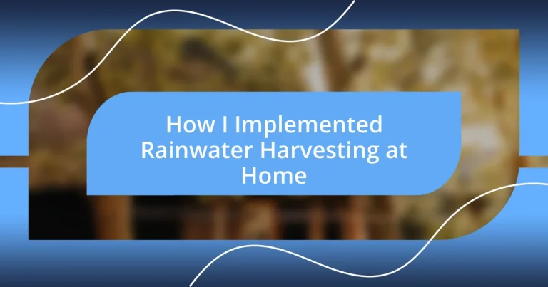 How I Implemented Rainwater Harvesting at Home