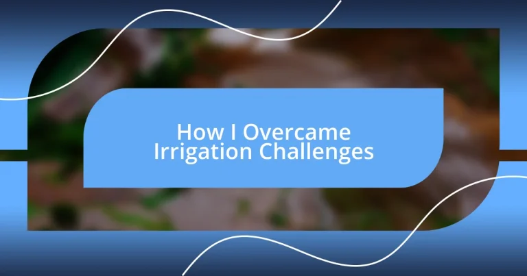 How I Overcame Irrigation Challenges