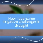 How I overcame irrigation challenges in drought