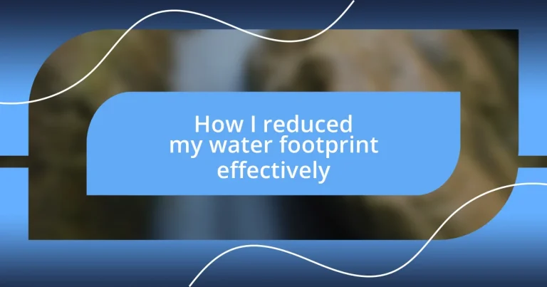 How I reduced my water footprint effectively