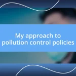 My approach to pollution control policies