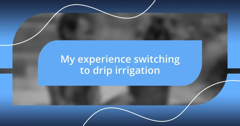 My experience switching to drip irrigation