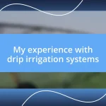 My experience with drip irrigation systems