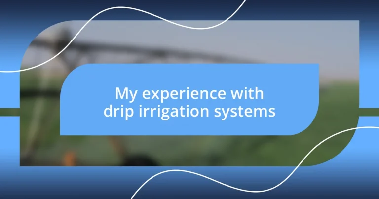 My experience with drip irrigation systems