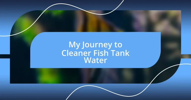 My Journey to Cleaner Fish Tank Water