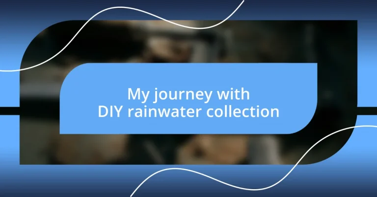 My journey with DIY rainwater collection