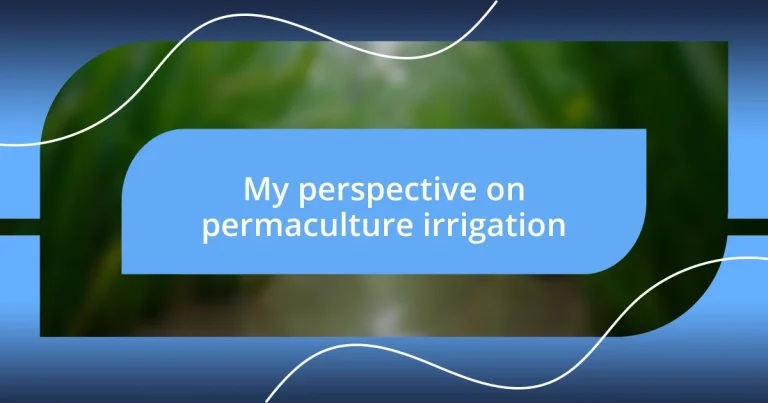 My perspective on permaculture irrigation