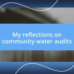 My reflections on community water audits