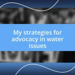 My strategies for advocacy in water issues