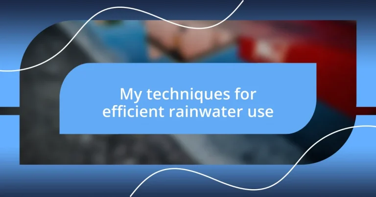 My techniques for efficient rainwater use