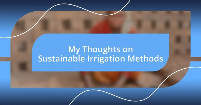 My Thoughts on Sustainable Irrigation Methods