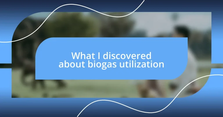 What I discovered about biogas utilization