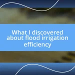 What I discovered about flood irrigation efficiency