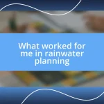 What worked for me in rainwater planning