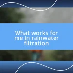 What works for me in rainwater filtration